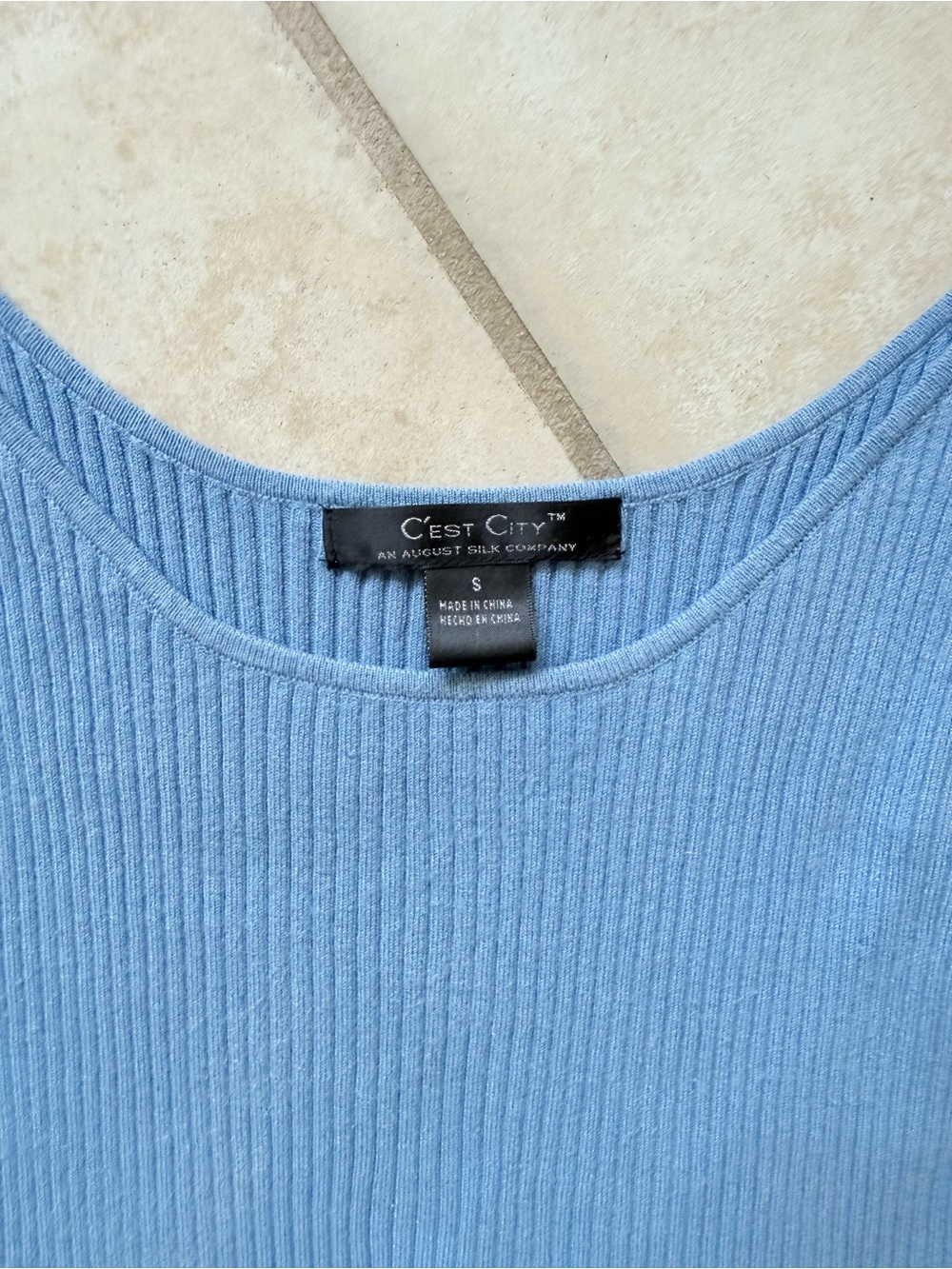 Blue Ribbed Tank with Chain-Strap Detail - Picture 2 of 2